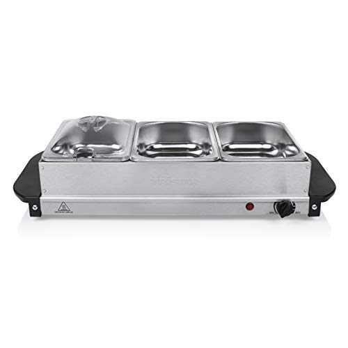Tristar Scalda Vivande Bp-6283, 300 Watt, 4.8 Litri, Acciaio Inossidabile, Feste, Piastra Riscaldante, Argento/Nero