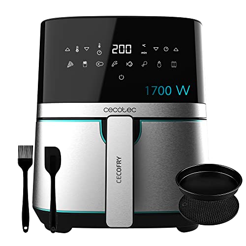 Cecotec Friggitrice Ad Aria Calda 5,5 L Cecofry Full Inox Pro 5500 Con Accessori. 1700 W, Compatta E Digitale, Dietetica In Acciaio Inox, Senza Olio, 