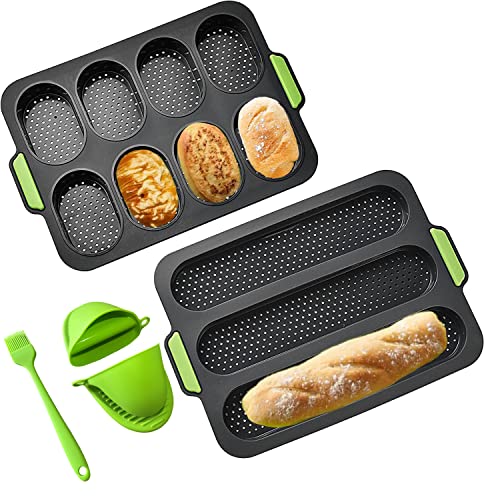 Yxiaoo Stampo Baguette, Stampo Per Baguette Mini Baguette,Teglia Forno Per Baguette,Stampo Da Fornopane ,Pane Francese Forato Teglia,Mini Teglia Da Fo