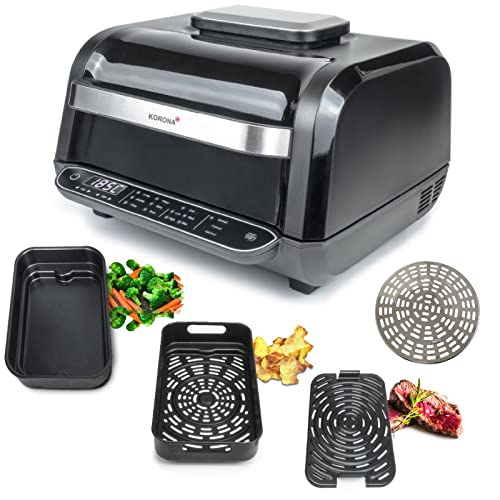 Korona 46160 - Griglia Multifunzione 8 In 1, Friggitrice Ad Aria Calda, Forno, Pizza, Funzione Arrosto, Barbecue, Quattro Livelli Di Cottura, Con Grig