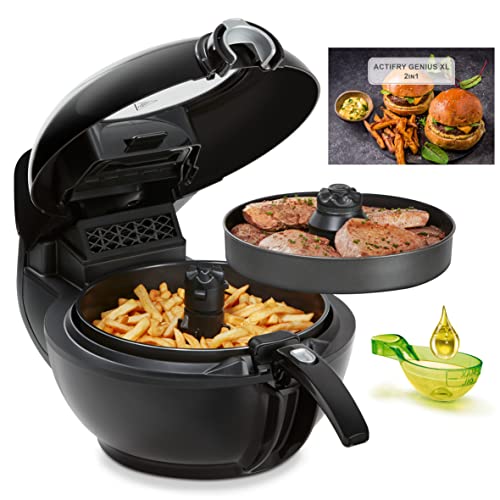 Tefal Yv9708 Actifry Genius Xl Friggitrice Ad Aria Calda 2 In 1 | 1500 Watt | Capacità: 1,7 Kg | 9 Programmi Automatici | Tecnologia 2 In 1 | Nero