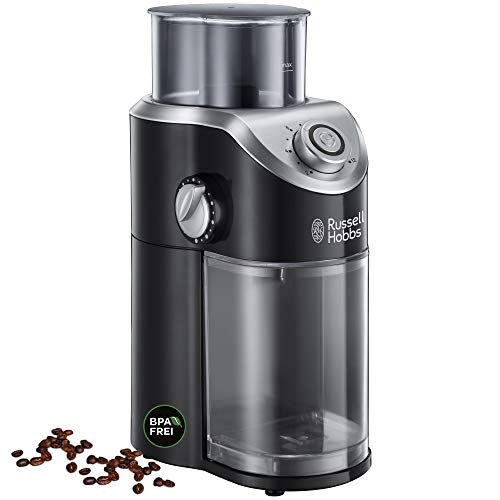 Russell Hobbs Macinacaffè Elettrico, Macina Chicchi, Impostazioni Di Macinatura Variabili, Chicchi Di Caffè, Noci, Spezie, 140 W, Nero, 23120-56