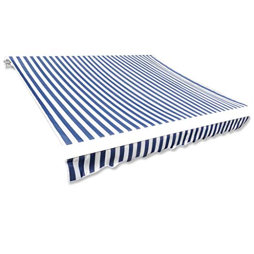 Vidaxl Tendone Da Sole In Tela 4X3M Bianco Blu Senza Telaio Tendalino Parasole