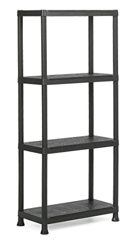 Keter 9503000 Scaffale 4 Ripiani Pieni Plus Kis, Nero, 60X30X135 Cm