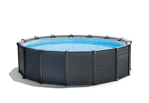 Intex Gs 26384Gs - Set Per Piscina Con Telaio In Grafite, Ø 478 X 124 Cm, Per Piscina, Filtro Sabbia, Telo Di Copertura, Telo Di Protezione Per Pavime
