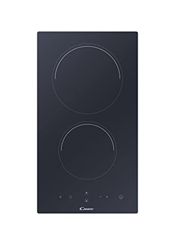 Candy Cdh30 Piano Cottura, 2 Fuochi, Vetroceramica, 220-240V, Controllo Touch, Timer Elettrico, 28,8X52X5,5 Cm, Nero
