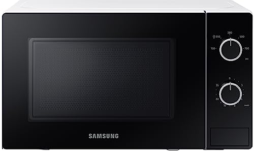 Samsung Microonde Solo, 700 W, Camera Di Cottura Epossidica Da 20 L, 5 Livelli Di Potenza, Sbrinamento, Bianco/Nero, Ms20A3010Ah/Eg