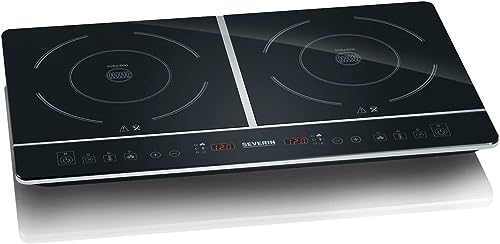 Severin Dk 1031 Doppia Piastra A Induzione 3400W Con Piano In Ceramica, Temperatura Regolabile E Timer, Piano Cottura Induzione Touch A 2 Piastre Con