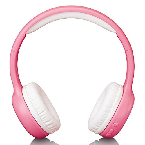 Lenco Hpb-110 - Cuffie Bluetooth Per Bambini, 5.0 – 85 Db,250 Mah, Funzione Vivavoce, Micro Usb, Pieghevoli, Con Adesivi, Rosa, Tinta Unita