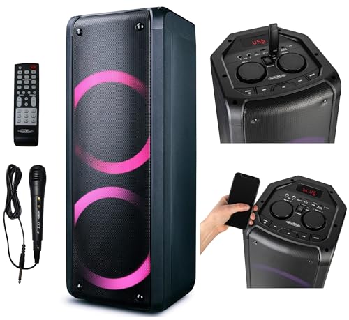 Reflexion Ps09Bt - Altoparlante Portatile Buetooth, Dj, Karaoke, 500 Watt, Radio Fm, Effetto Discoteca Led Con Cambio Colore, Incl. Microfono, Batteri