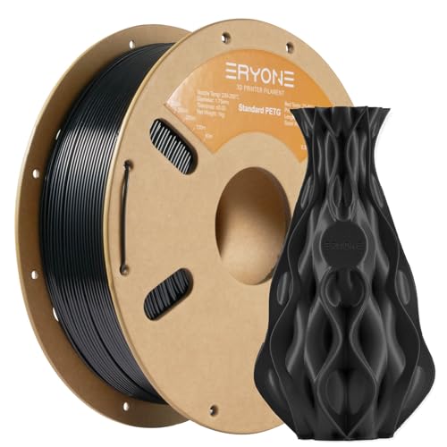 Filamento Eryone Petg 1,75 Mm, Filamento Petg Per Stampante 3D, 0,03 Mm, 1 Kg/Bobina, Nero