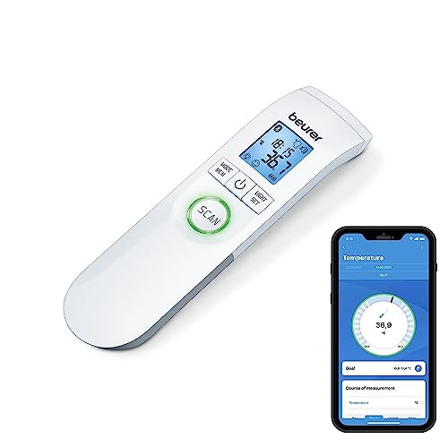 Beurer Ft 95 Bluetooth Termometro Senza Contatto A Raggi Infrarossi, Facile Monitoraggio Dei Dati Su Smartphone Tramite App