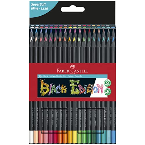 Faber-Castell 116436 - Matite Colorate Blackwood, Black Edition, Astuccio Da 36 Pezzi