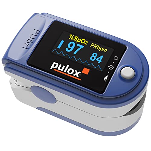Pulox Po-200 Solo - Saturimetro Da Dito Professionale Certificato, Con Display Lcd Con Letture Immediate Pulsossimetro Misuratore Ossigeno (Spo2), Fre