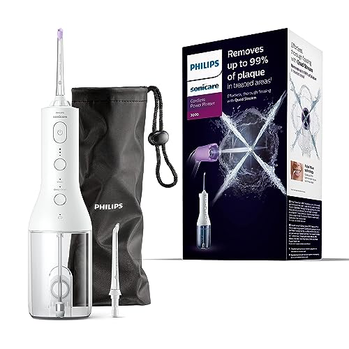 Philips Sonicare Irrigatore Orale Power Flosser 3000 Cordless - Per Denti E Gengive - Bianco (Modello Hx3826/31)