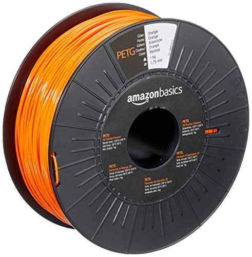 Amazon Basics - Filamento Per Stampanti 3D, In Petg, 1.75 Mm, Arancione, 1 Kg Per Bobina