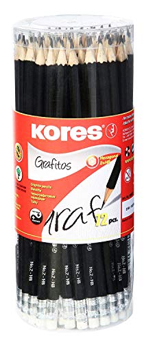 Kores - Grafitos: Matite Di Grafite Hb Con Mina Morbida E Gomma Da Cancellare, Forma Esagonale Ergonomica, Confezione Da 72