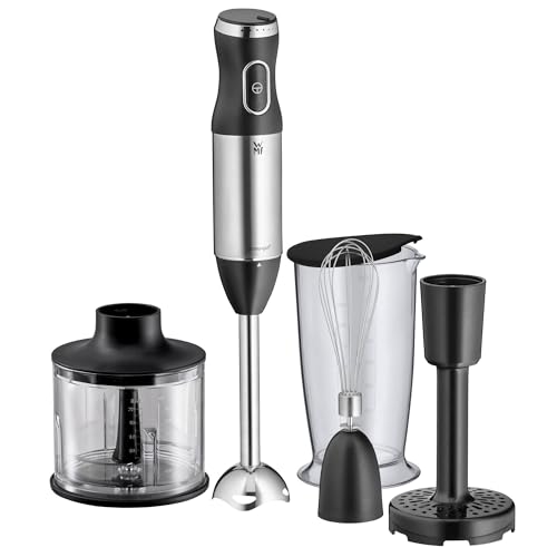 Wmf Kult X - Set Di 5 Frullatori A Immersione, Frusta, Tritatutto, 600 Watt, Bacchetta Magica Con Contenitore Da 700 Ml, In Acciaio Inox Opaco
