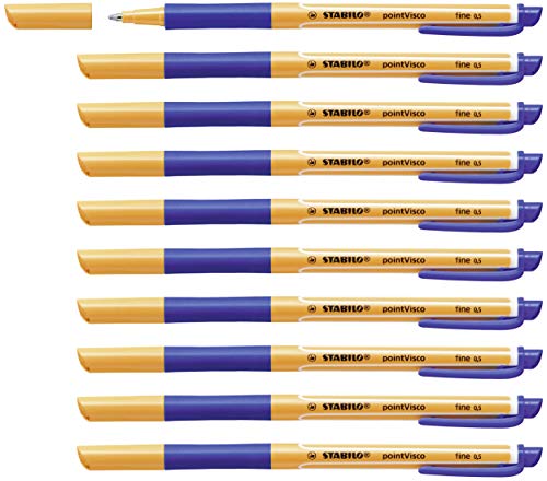 Penna Roller A Inchiostro Gel - Stabilo Pointvisco - Confezione Da 10 - Blu