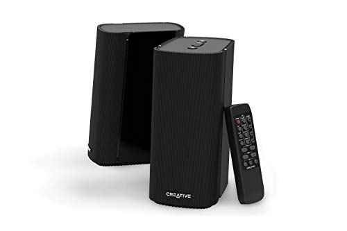 Creative T100 Altoparlanti Desktop Hi-Fi 2.0 Compatti, Con Potenza Di Picco Di 80W Con Bluetooth 5.0, Ingresso Ottico, Ingresso Aux, Per Computer E La