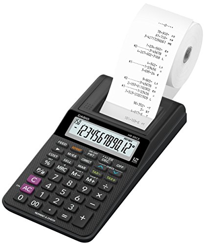 Casio Hr-8Rce-Bk Calcolatrice Scrivente Portatile, Display A 12 Cifre, Funzioni Check E Correct, Funzioni After Print E Re-Print, Scatola, Nero