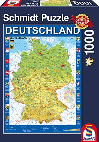 Schmidt- Elephant,Mouse Puzzle Carta Della Germania 1000 Pezzi, Colore Bianco, 58287