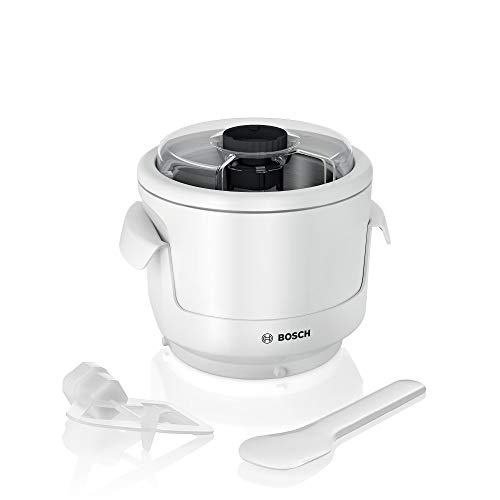 Bosch Macchina Per Il Ghiaccio Per Mum9 Accessorio Gelatiera Per Robot, 550 Milliliters, Stainless Steel, Bianco