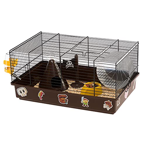 Ferplast Gabbia Per Criceti Criceti 9 Pirates, Gabbietta In Metallo Verniciato E Plastica, Adesivi E Accessori Inclusi, 46 X 29,5 X H 23 Cm.