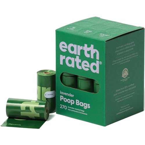 Earth Rated Sacchetti Per Escrementi Di Cani, Antifughe E Spessi, Rotoli Di Ricarica Per Buste Di Rifiuti Per Cani, Profumo Di Lavanda, Pack Di 18, To