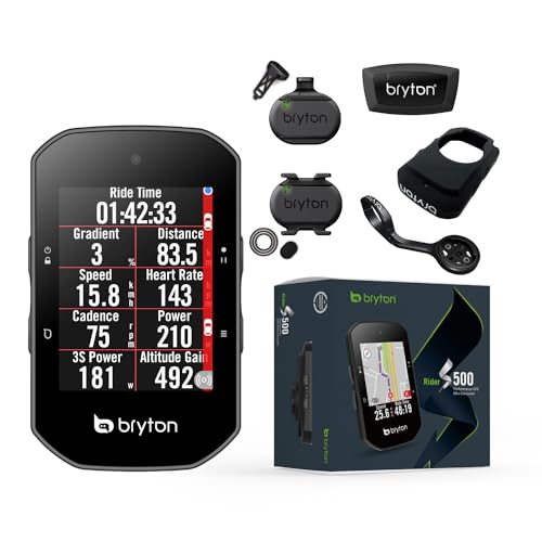 Bryton Rider S500T Con Kit Dual Sensor, Sensore Cardio E Supporto Frontale In Alluminio, Nero, Taglia Unica