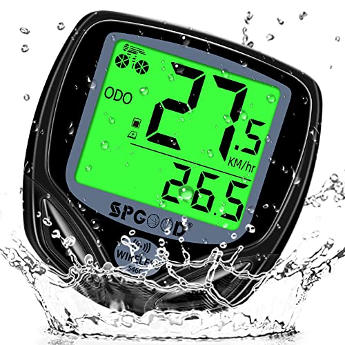 Spgood Contachilometri Bici Senza Fili, 19 Funzioni Ip54 Impermeabile, Con Display Retroilluminato Tachimetro Per Computer Bici, Tachimetro Per Cicloc