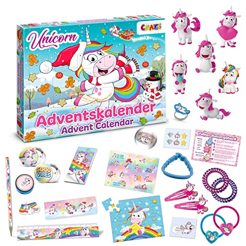 Craze Calendario Avvento 2022 Bambini, Sorpresa Unicorn, Calendario Di Unicorno Di Natale Per I Bambini, Sorprese Per Bambini, Diversi Accessori Per B