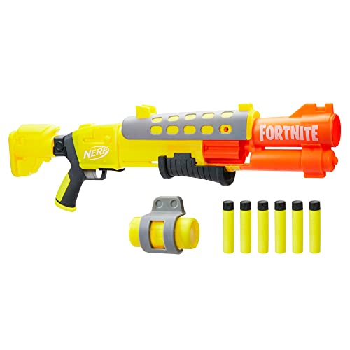 Nerf, Fortnite Legendary, Blaster Tac, Design Con Copertura Gialla, Tamburo A 6 Dardi, 6 Dardi Nerf Mega Accustrike