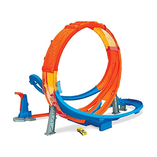 Hot Wheels- Pista Schianti Acrobatici Del Loop Gigante Con Lanciatore E Grande Loop Da 71 Cm Con 1 Macchinina In Scala 1:64, Giocattolo Per Bambini 5+