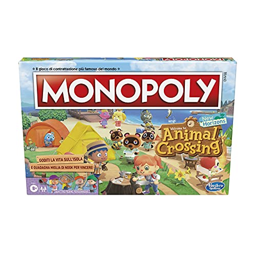 Hasbro Gaming, Monopoly Edizione Animal Crossing New Horizons, Divertente Gioco Da Tavolo Per Bambini Dagli 8 Anni In Su, Da 2 A 4 Giocatori, Multicol
