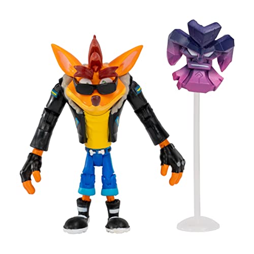 Bandai Crash Bandicoot Action Figure Biker Crash Con Maschera | 11 Cm Biker Toy Con Maschera E Accessori Stand | Figure Da Collezione Come Merce E Reg