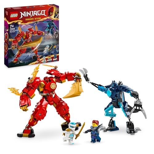 Lego Ninjago Mech Elemento Fuoco Di Kai, Giochi D'Azione Per Bambini E Bambine Da 7 Anni, 2 Action Figure Snodabili Da Costruire, Giocattolo Ninja Per