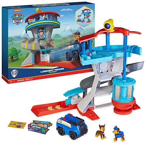 Paw Patrol Quartier Generale, Set Di Gioco Torre Di Controllo, 2 Personaggi Di Chase, Auto Della Polizia Di Chase E Accessori, Giochi Bambini Dai 3 An