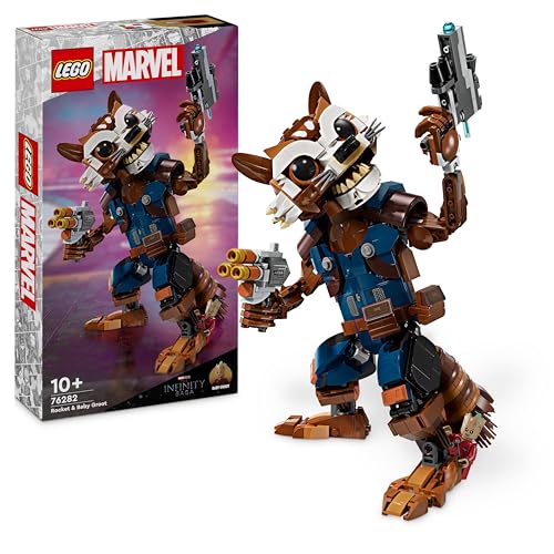 Lego Marvel Rocket E Baby Groot, Giochi Per Bambini E Bambine Da 10 Anni In Su, Set Con Action Figure Snodabile Da Costruire E Minifigure Del Superero