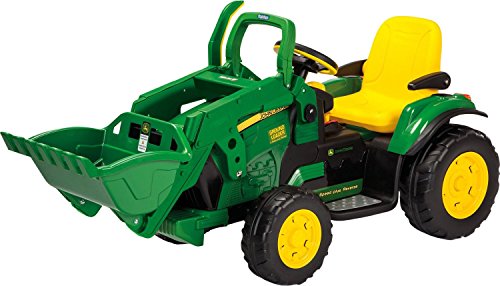 Peg Perego John Deere Ground Loader - Raschietto Elettrico A Batteria Ricaricabile Con Secchio, 3 Anni, Verde, Giallo