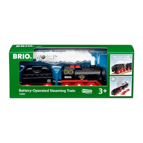 Brio World - Treno A Vapore Con Batterie, Veicoli Per Pista Trenino Brio, 3 Pezzi, Età 3+ Anni