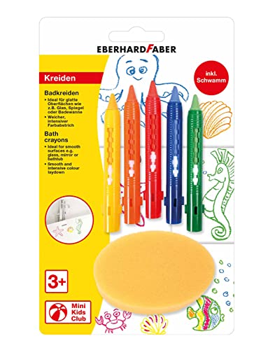 Eberhard Faber 524105 - Gesso Da Bagno Per Dipingere Su Piastrelle E Specchi, Set Di 5 Con Spugna, Colorato
