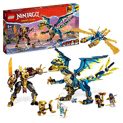 Lego Ninjago Dragone Elementare Vs. Mech Dell’Imperatrice, Grande Set Con Drago Giocattolo, Action Figure, Flyer E 6 Minifigure, Giochi Per Bambini E