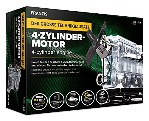 Franzis 67175 - Le Grand Kit Technique Moteur 4 Cylindres, Modèle Réduit En Kit À L'Échelle 1:3, 100 Pièces À Assembler Et À Visser, Module Sonore, In
