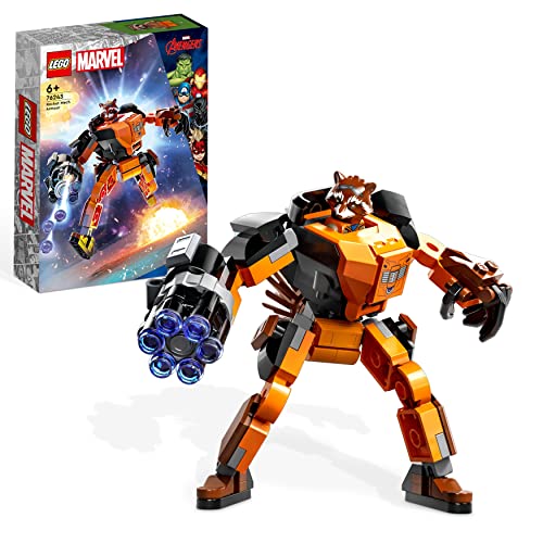 Lego Marvel Armatura Mech Rocket Raccoon, Set Action Figure Del Supereroe Guardiani Della Galassia, Personaggio Avengers, Idea Regalo Per Bambini 7624