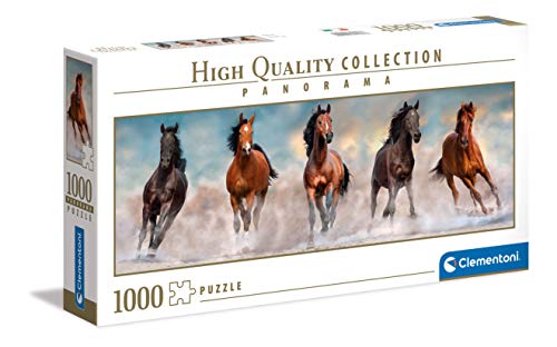 Clementoni Caballos 1000Pzs Does Not Apply Cavallo Collection Panorama-Horses Adulti 1000 Pezzi, Puzzle Panoramico, Made In Italy, Multicolore, One Si