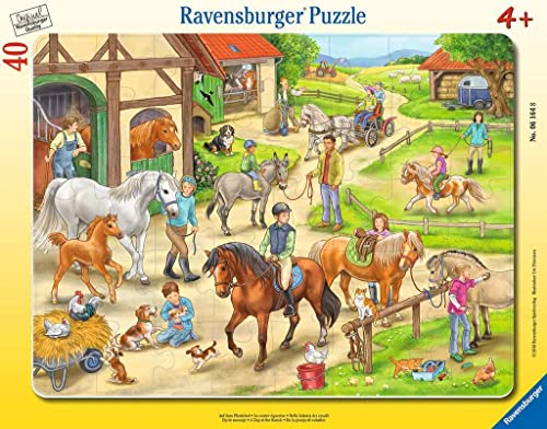 Ravensburger- Auf Dem Pferdehof Sul Cortile Dei Cavalli, Multicolore, 06164