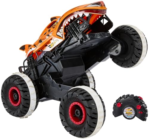 Hot Wheels Monster Trucks - Tiger Shark L'Inarrestabile Veicolo Radiocomandato, Fuoristrada 4X4 Radiocomandato, Giocattolo Per Bambini 4+ Anni, Hgv87