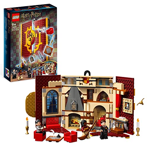 Lego 76409 Harry Potter Stendardo Della Casa Grifondoro Da Parete Per Bambini E Bambine, Giocattolo Con Sala Comune Del Castello Di Hogwarts E 3 Minif