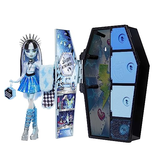 Monster High - Playset Segreti Da Brivido Colori Mostruosi Frankie Stein, Set Con Bambola, Abiti E Armadietto, 21+ Accessori, Giocattolo Per Bambini,